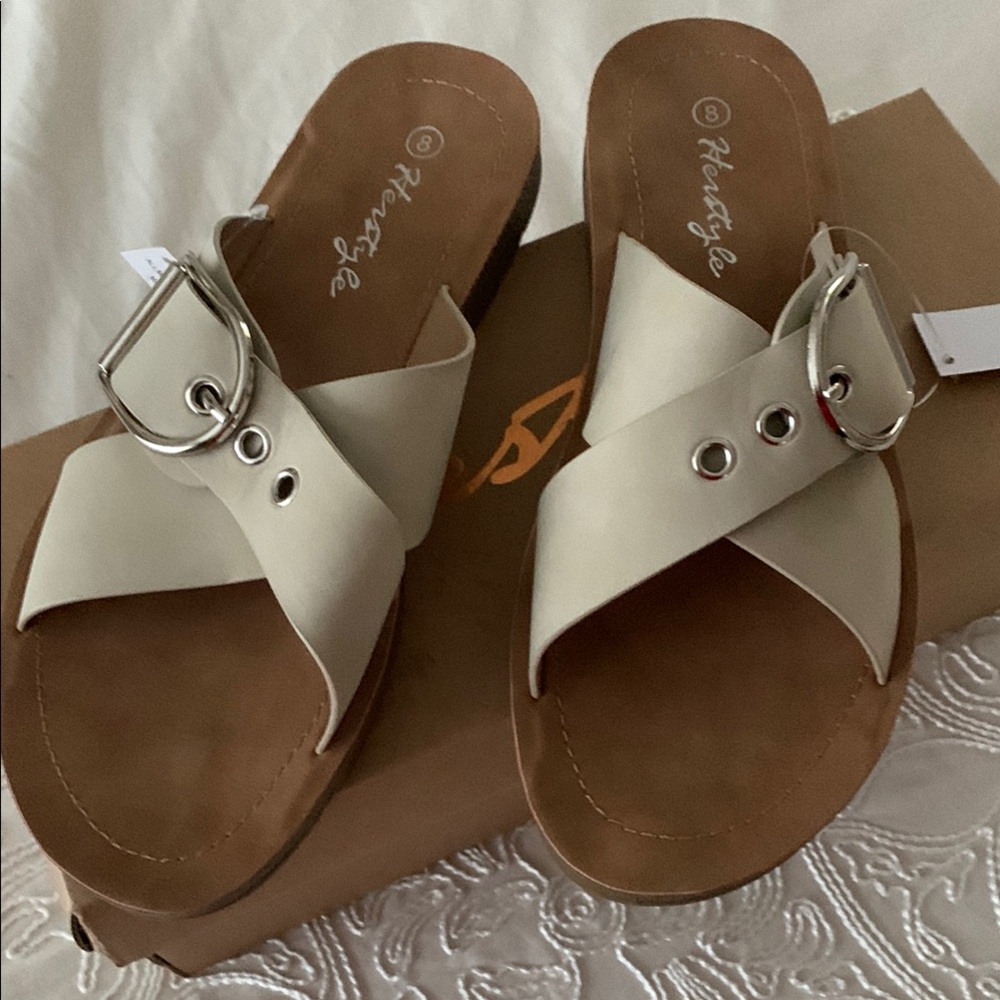 Khaki Women's Sandals with Buckle